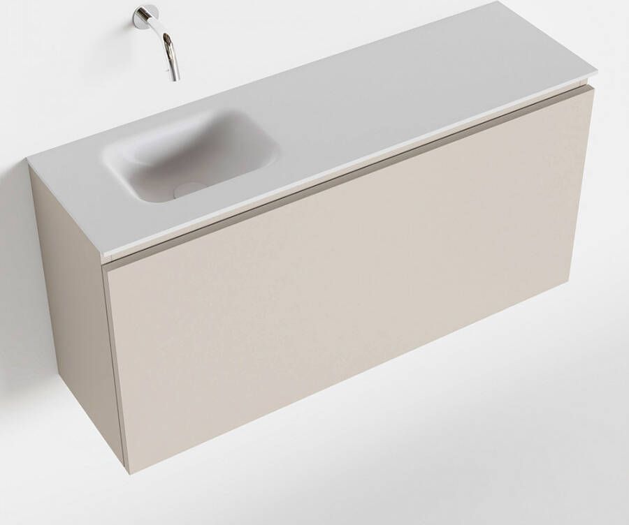 Mondiaz OLAN Toiletmeubel 100x30x40cm met 0 kraangaten 1 lades linen mat Wastafel Lex links Solid Surface Wit FK75342628