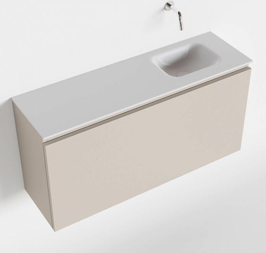 Mondiaz OLAN Toiletmeubel 100x30x40cm met 0 kraangaten 1 lades linen mat Wastafel Lex rechts Solid Surface Wit FK75342630