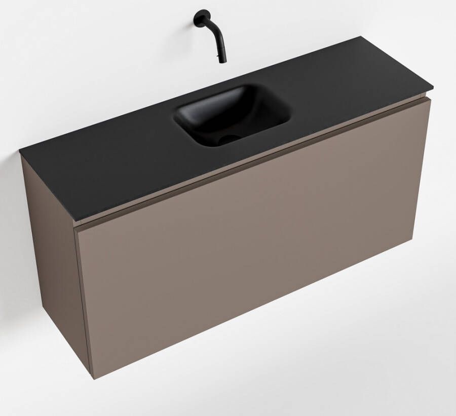 Mondiaz OLAN Toiletmeubel 100x30x40cm met 0 kraangaten 1 lades smoke mat Wastafel Lex midden Solid Surface Zwart FK75342858