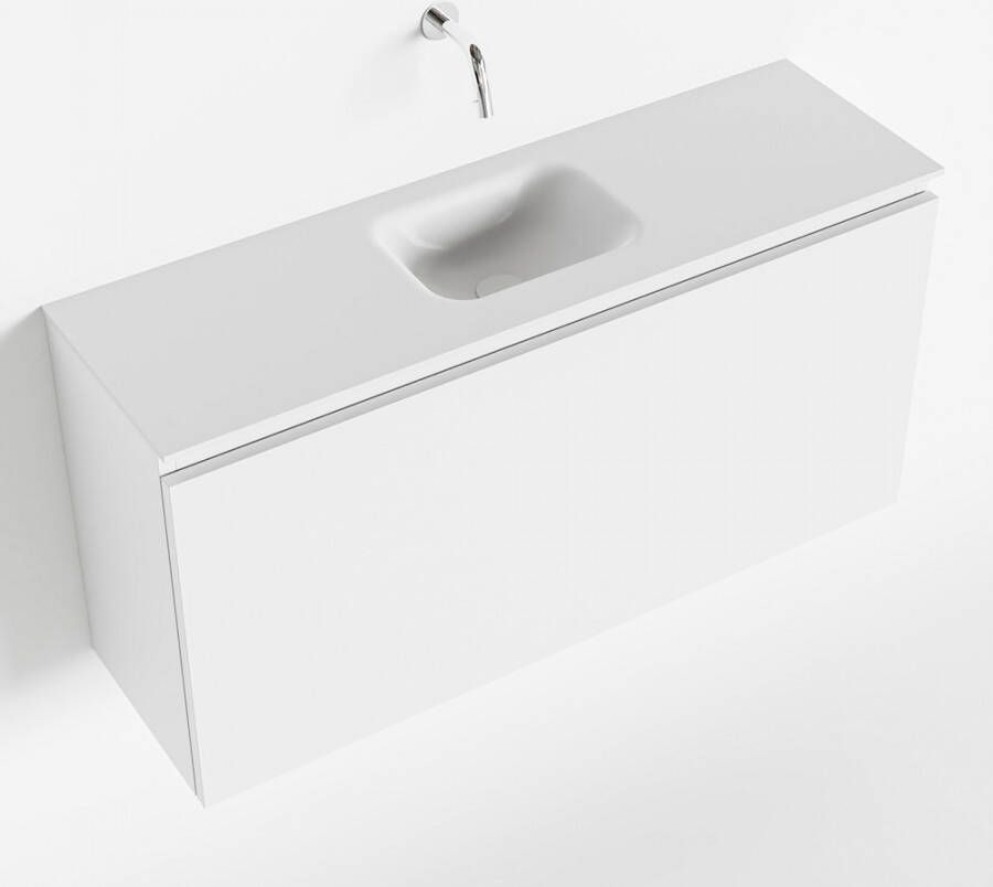 Mondiaz OLAN Toiletmeubel 100x30x40cm met 0 kraangaten 1 lades talc mat Wastafel Lex midden Solid Surface Wit FK75342423