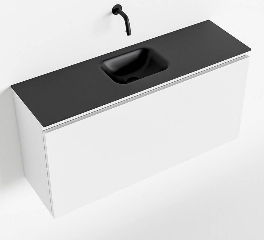 Mondiaz OLAN Toiletmeubel 100x30x40cm met 0 kraangaten 1 lades talc mat Wastafel Lex midden Solid Surface Zwart FK75342771
