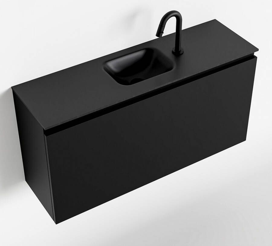 Mondiaz OLAN Toiletmeubel 100x30x40cm met 1 kraangaten 1 lades urban mat Wastafel Lex midden Solid Surface Zwart FK75342799