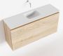 Mondiaz OLAN Toiletmeubel 100x30x40cm met 0 kraangaten 1 lades washed oak mat Wastafel Lex midden Solid Surface Wit FK75342684 - Thumbnail 1