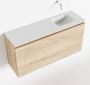 Mondiaz OLAN Toiletmeubel 100x30x40cm met 0 kraangaten 1 lades washed oak mat Wastafel Lex rechts Solid Surface Wit FK75342688 - Thumbnail 1