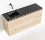 Mondiaz OLAN Toiletmeubel 100x30x40cm met 0 kraangaten 1 lades washed oak mat Wastafel Lex links Solid Surface Zwart FK75343034 - Thumbnail 1