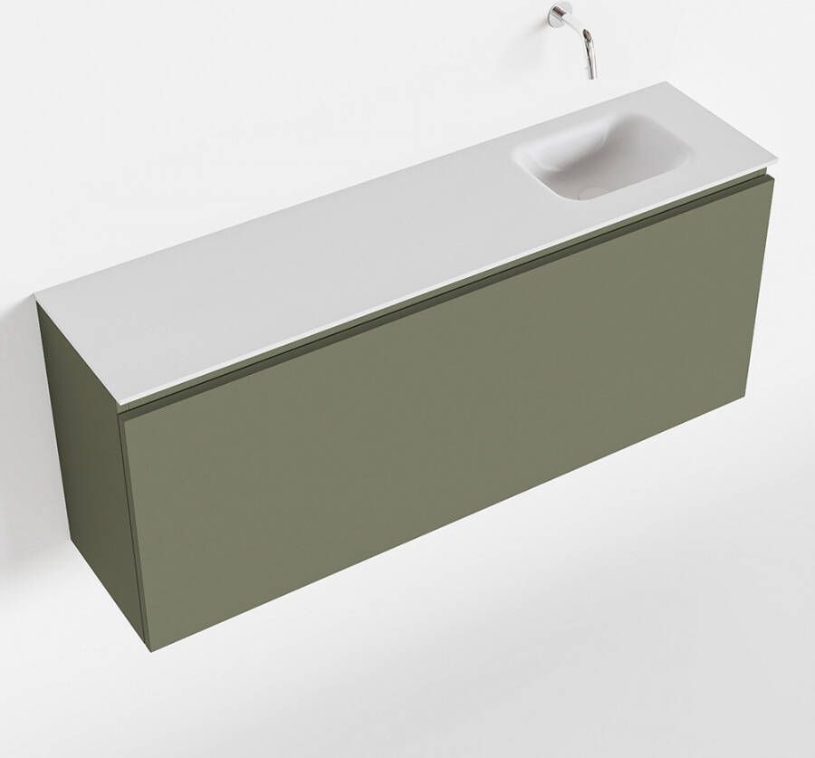 Mondiaz OLAN Toiletmeubel 120x30x40cm met 0 kraangaten 1 lades army mat Wastafel Lex rechts Solid Surface Wit FK75342549