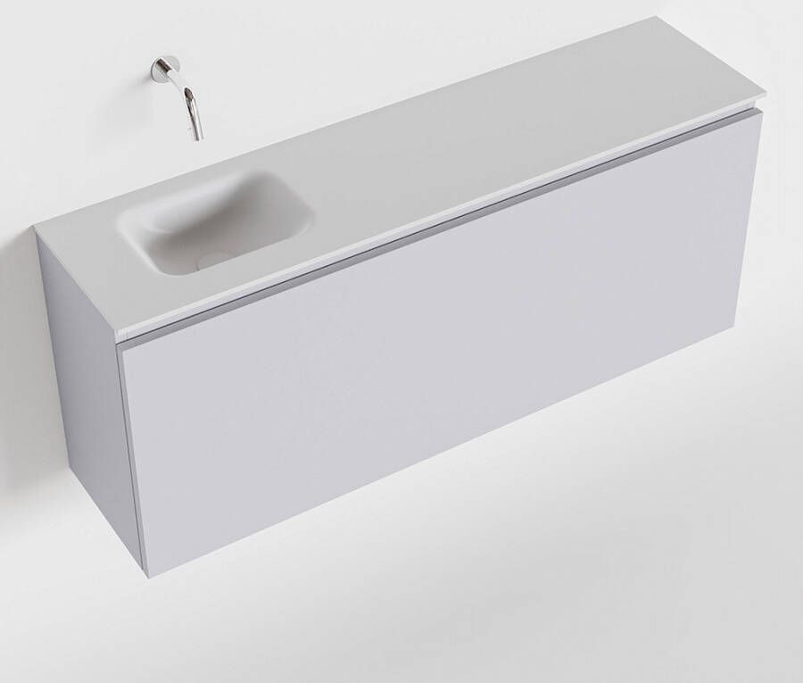 Mondiaz OLAN Toiletmeubel 120x30x40cm met 0 kraangaten 1 lades cale mat Wastafel Lex links Solid Surface Wit FK75342663