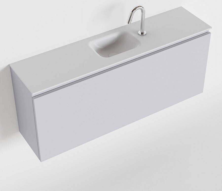 Mondiaz OLAN Toiletmeubel 120x30x40cm met 1 kraangaten 1 lades cale mat Wastafel Lex midden Solid Surface Wit FK75342660