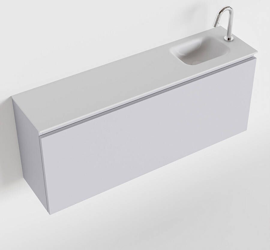 Mondiaz OLAN Toiletmeubel 120x30x40cm met 1 kraangaten 1 lades cale mat Wastafel Lex rechts Solid Surface Wit FK75342664