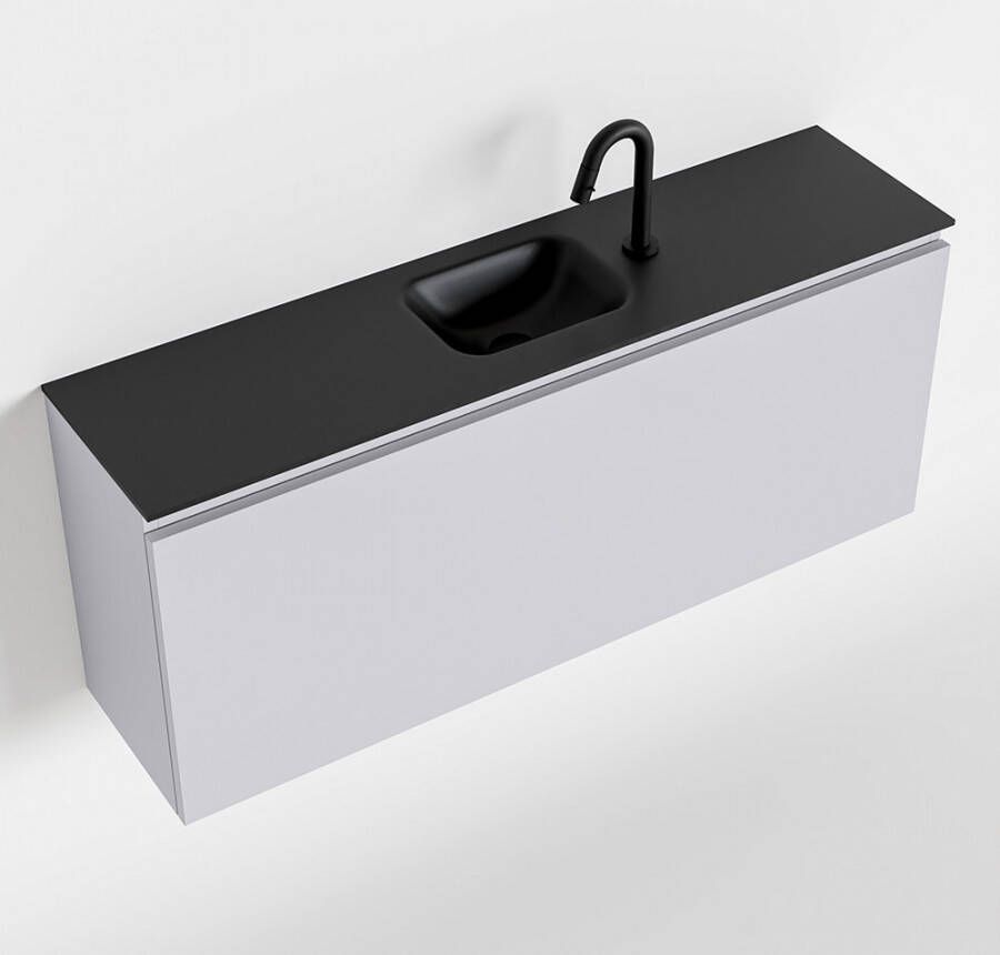Mondiaz OLAN Toiletmeubel 120x30x40cm met 1 kraangaten 1 lades cale mat Wastafel Lex midden Solid Surface Zwart FK75343008