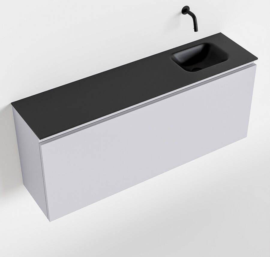 Mondiaz OLAN Toiletmeubel 120x30x40cm met 0 kraangaten 1 lades cale mat Wastafel Lex rechts Solid Surface Zwart FK75343013