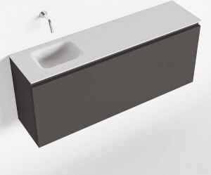 Mondiaz OLAN Toiletmeubel 120x30x40cm met 0 kraangaten 1 lades dark grey mat Wastafel Lex links Solid Surface Wit FK75342489