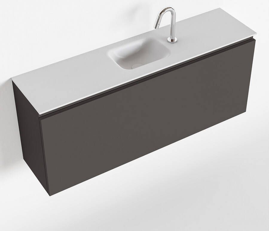 Mondiaz OLAN Toiletmeubel 120x30x40cm met 1 kraangaten 1 lades dark grey mat Wastafel Lex midden Solid Surface Wit FK75342486