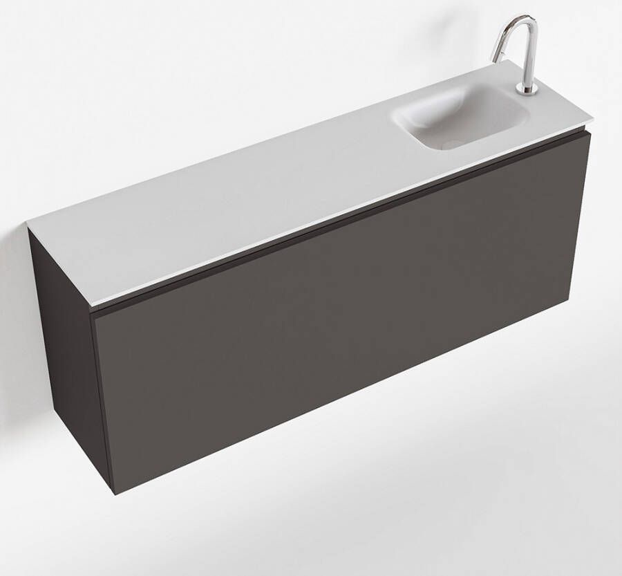 Mondiaz OLAN Toiletmeubel 120x30x40cm met 1 kraangaten 1 lades dark grey mat Wastafel Lex rechts Solid Surface Wit FK75342490