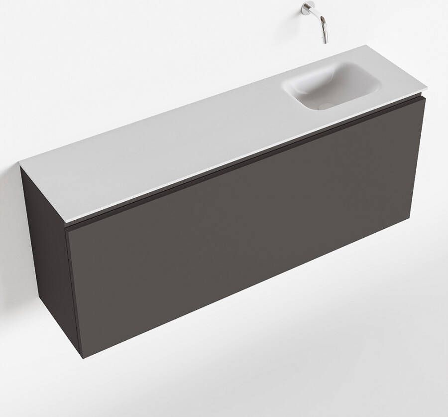 Mondiaz OLAN Toiletmeubel 120x30x40cm met 0 kraangaten 1 lades dark grey mat Wastafel Lex rechts Solid Surface Wit FK75342491