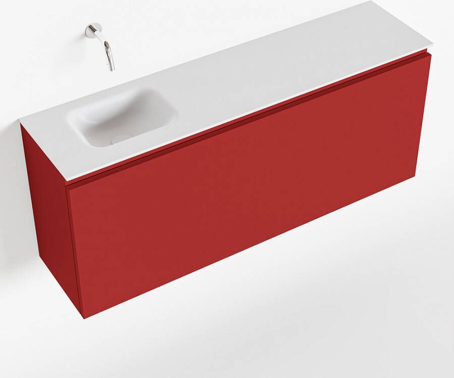 Mondiaz OLAN Toiletmeubel 120x30x40cm met 0 kraangaten 1 lades fire mat Wastafel Lex links Solid Surface Wit FK75342605