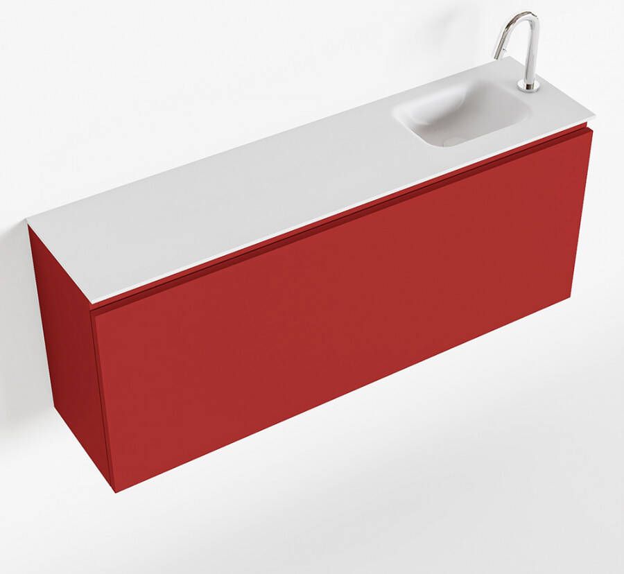 Mondiaz OLAN Toiletmeubel 120x30x40cm met 1 kraangaten 1 lades fire mat Wastafel Lex rechts Solid Surface Wit FK75342606