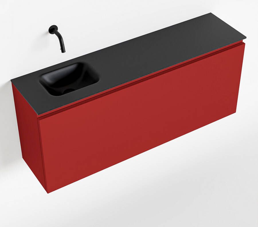 Mondiaz OLAN Toiletmeubel 120x30x40cm met 0 kraangaten 1 lades fire mat Wastafel Lex links Solid Surface Zwart FK75342953