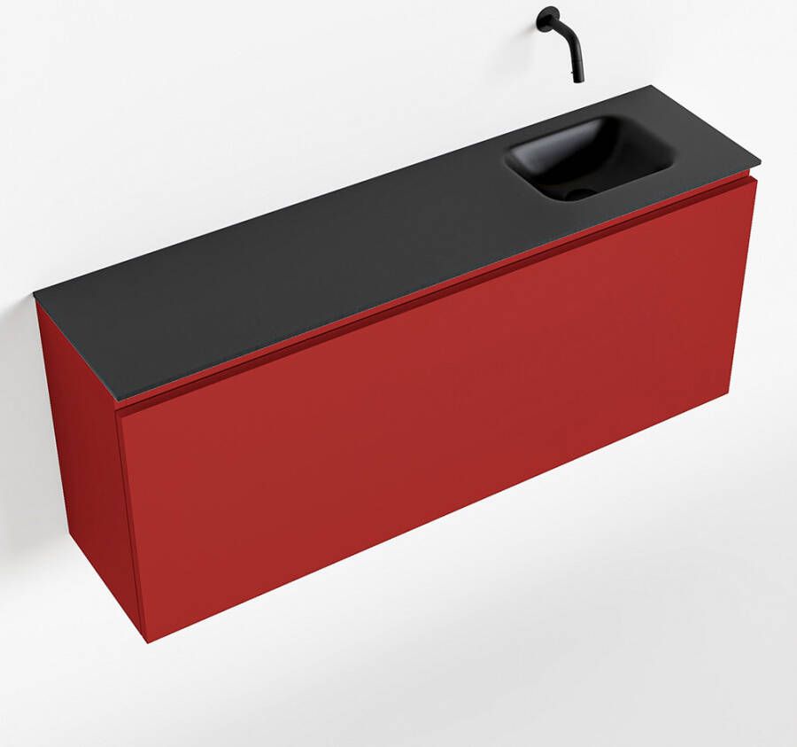 Mondiaz OLAN Toiletmeubel 120x30x40cm met 0 kraangaten 1 lades fire mat Wastafel Lex rechts Solid Surface Zwart FK75342955