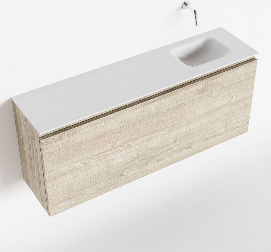 Mondiaz OLAN Toiletmeubel 120x30x40cm met 0 kraangaten 1 lades light brown grey mat Wastafel Lex rechts Solid Surface Wit FK75342752
