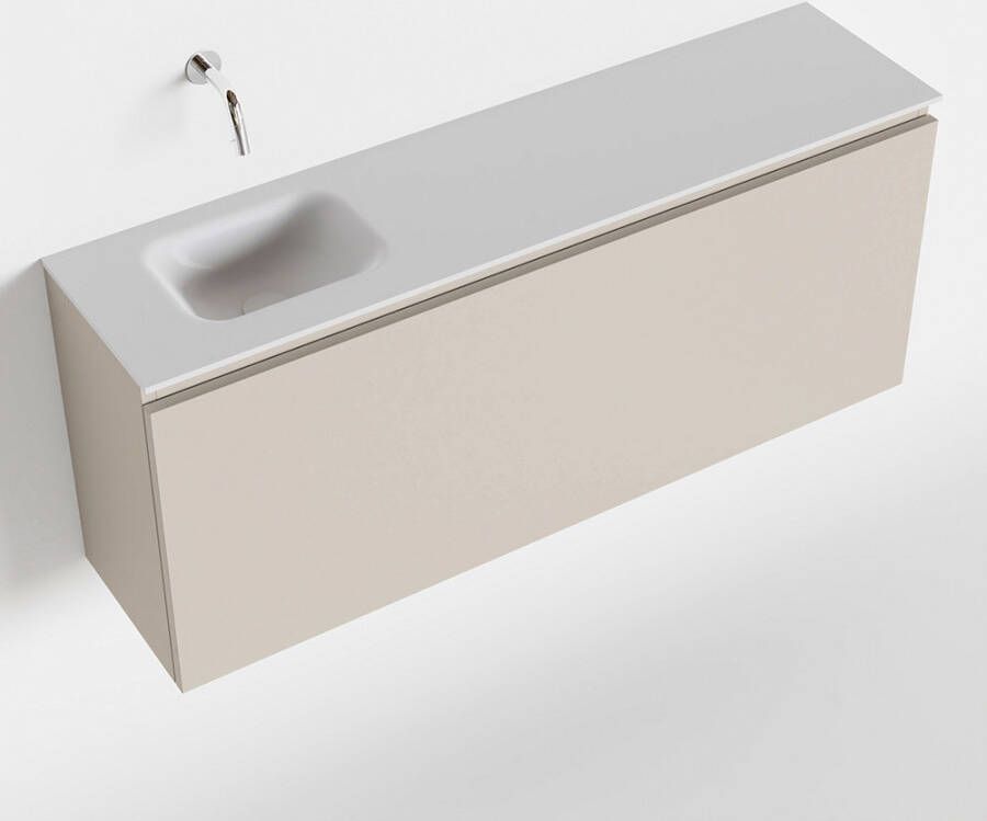 Mondiaz OLAN Toiletmeubel 120x30x40cm met 0 kraangaten 1 lades linen mat Wastafel Lex links Solid Surface Wit FK75342634