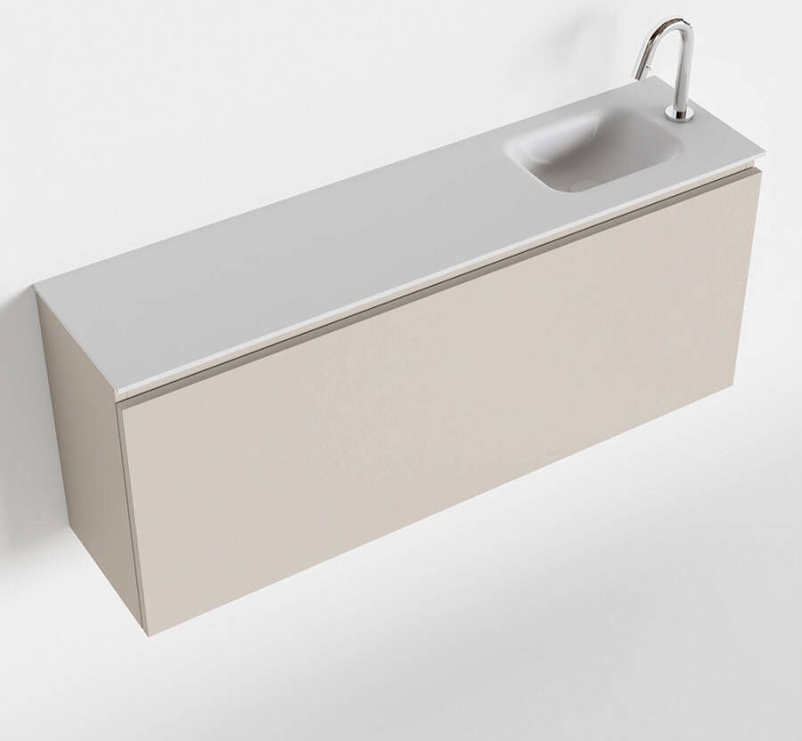 Mondiaz OLAN Toiletmeubel 120x30x40cm met 1 kraangaten 1 lades linen mat Wastafel Lex rechts Solid Surface Wit FK75342635