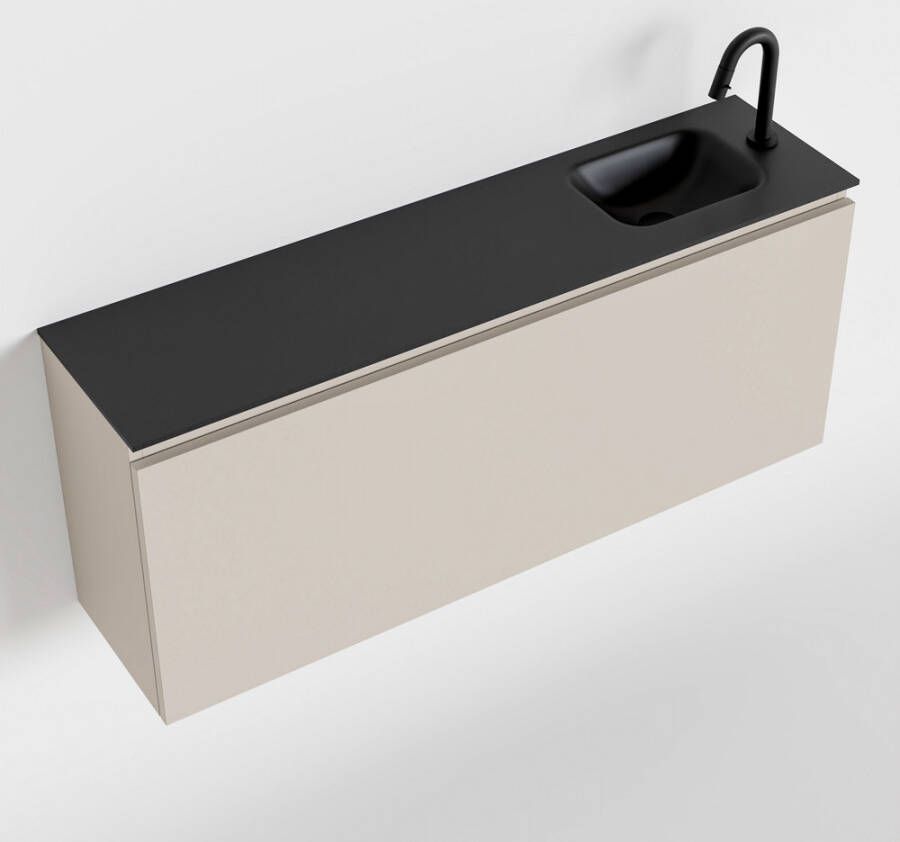 Mondiaz OLAN Toiletmeubel 120x30x40cm met 1 kraangaten 1 lades linen mat Wastafel Lex rechts Solid Surface Zwart FK75342983