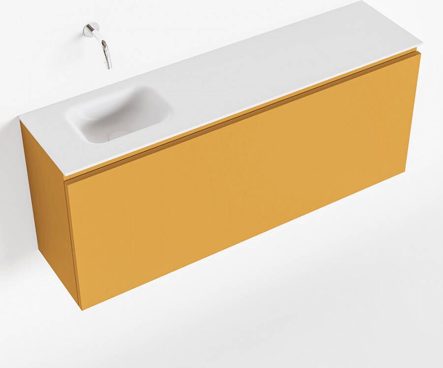 Mondiaz OLAN Toiletmeubel 120x30x40cm met 0 kraangaten 1 lades ocher mat Wastafel Lex links Solid Surface Wit FK75342576