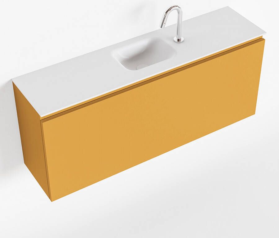 Mondiaz OLAN Toiletmeubel 120x30x40cm met 1 kraangaten 1 lades ocher mat Wastafel Lex midden Solid Surface Wit FK75342573