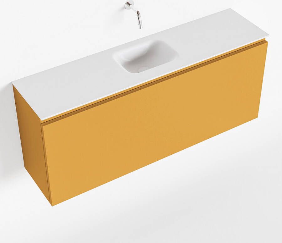 Mondiaz OLAN Toiletmeubel 120x30x40cm met 0 kraangaten 1 lades ocher mat Wastafel Lex midden Solid Surface Wit FK75342574