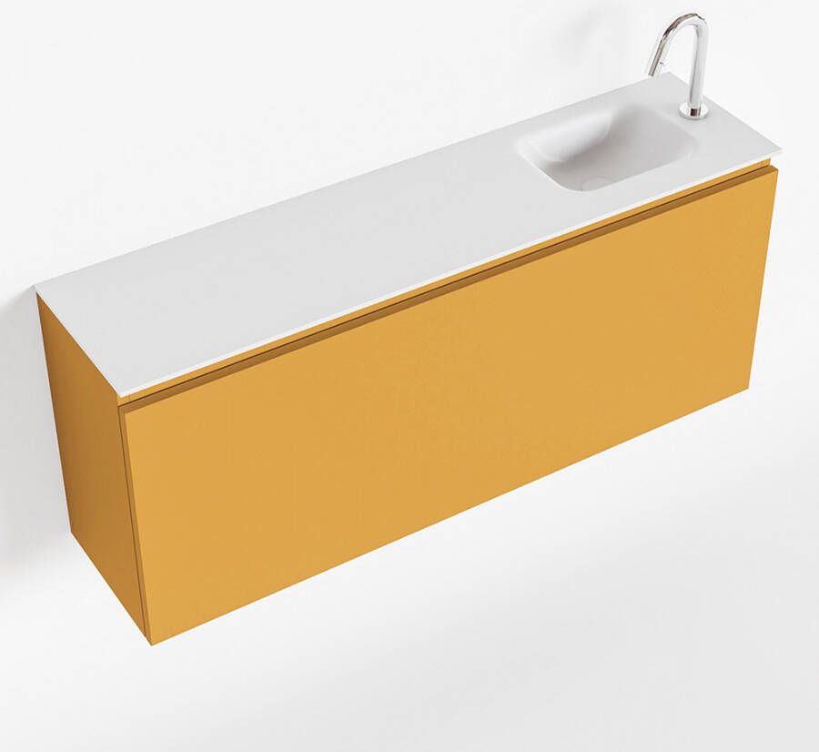 Mondiaz OLAN Toiletmeubel 120x30x40cm met 1 kraangaten 1 lades ocher mat Wastafel Lex rechts Solid Surface Wit FK75342577