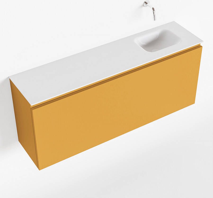 Mondiaz OLAN Toiletmeubel 120x30x40cm met 0 kraangaten 1 lades ocher mat Wastafel Lex rechts Solid Surface Wit FK75342578