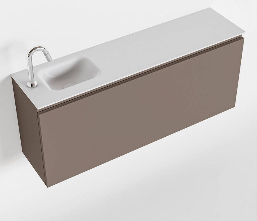 Mondiaz OLAN Toiletmeubel 120x30x40cm met 1 kraangaten 1 lades smoke mat Wastafel Lex links Solid Surface Wit FK75342517