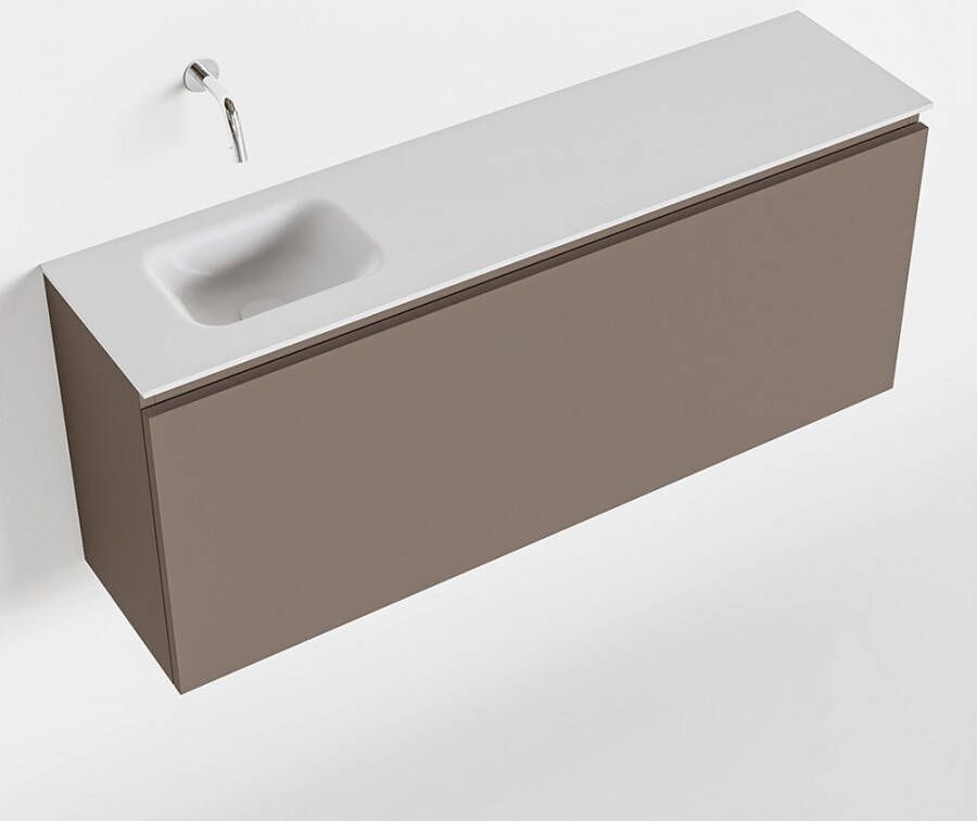 Mondiaz OLAN Toiletmeubel 120x30x40cm met 0 kraangaten 1 lades smoke mat Wastafel Lex links Solid Surface Wit FK75342518