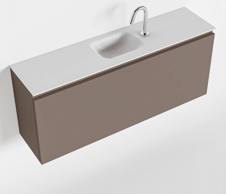 Mondiaz OLAN Toiletmeubel 120x30x40cm met 1 kraangaten 1 lades smoke mat Wastafel Lex midden Solid Surface Wit FK75342515