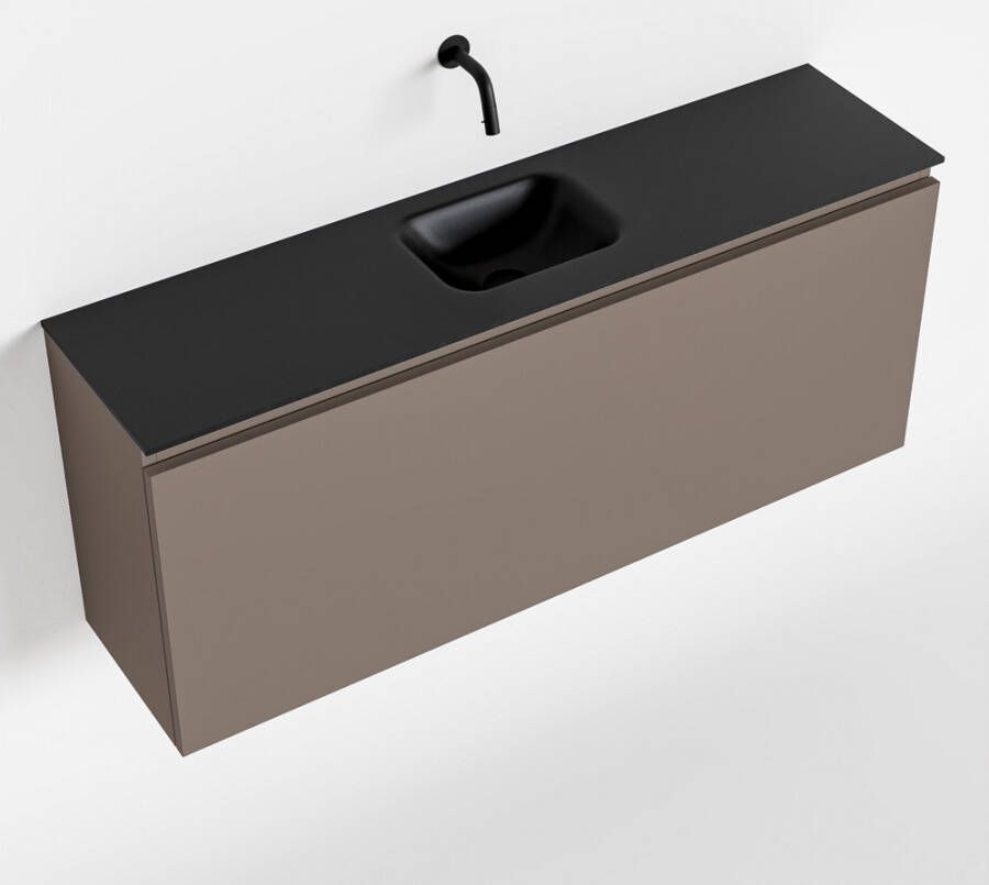 Mondiaz OLAN Toiletmeubel 120x30x40cm met 0 kraangaten 1 lades smoke mat Wastafel Lex midden Solid Surface Zwart FK75342864