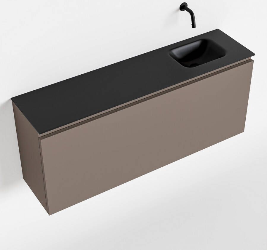 Mondiaz OLAN Toiletmeubel 120x30x40cm met 0 kraangaten 1 lades smoke mat Wastafel Lex rechts Solid Surface Zwart FK75342868