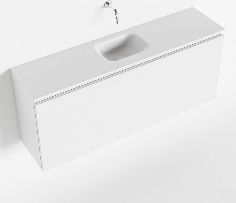 Mondiaz OLAN Toiletmeubel 120x30x40cm met 0 kraangaten 1 lades talc mat Wastafel Lex midden Solid Surface Wit FK75342429