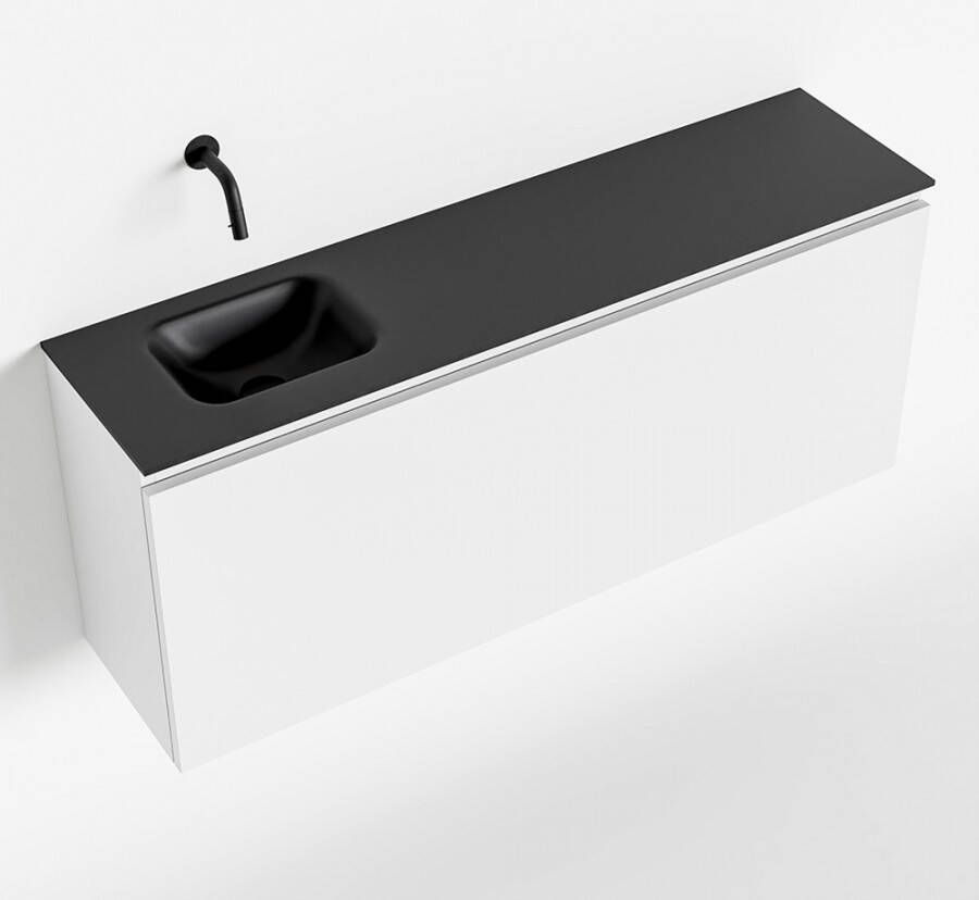 Mondiaz OLAN Toiletmeubel 120x30x40cm met 0 kraangaten 1 lades talc mat Wastafel Lex links Solid Surface Zwart FK75342779