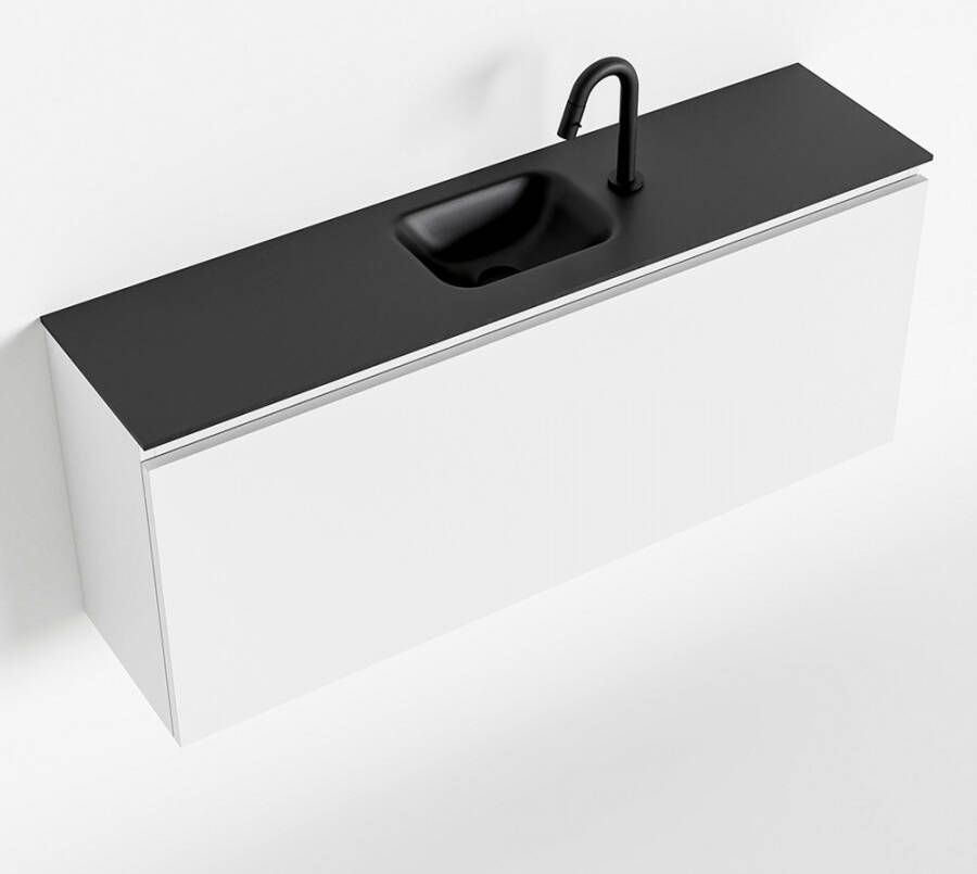 Mondiaz OLAN Toiletmeubel 120x30x40cm met 1 kraangaten 1 lades talc mat Wastafel Lex midden Solid Surface Zwart FK75342776