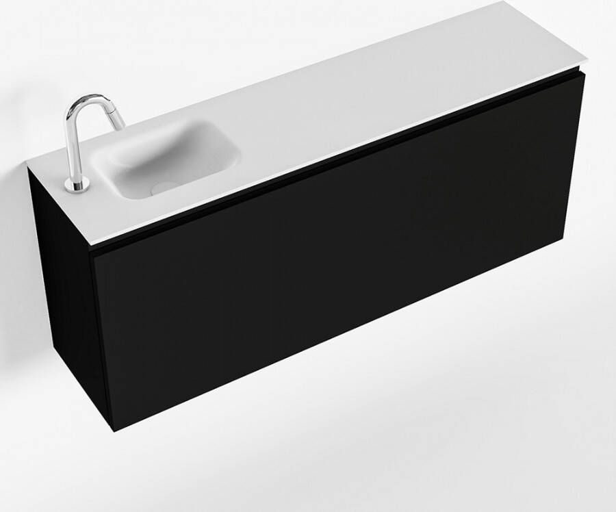 Mondiaz OLAN Toiletmeubel 120x30x40cm met 1 kraangaten 1 lades urban mat Wastafel Lex links Solid Surface Wit FK75342459
