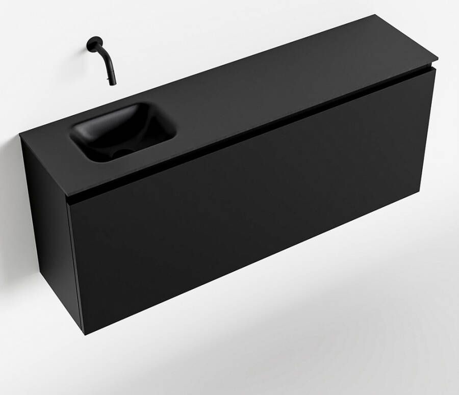 Mondiaz OLAN Toiletmeubel 120x30x40cm met 0 kraangaten 1 lades urban mat Wastafel Lex links Solid Surface Zwart FK75342808