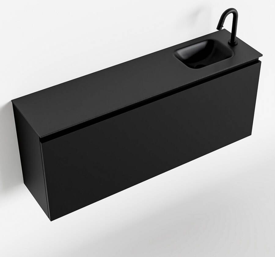 Mondiaz OLAN Toiletmeubel 120x30x40cm met 1 kraangaten 1 lades urban mat Wastafel Lex rechts Solid Surface Zwart FK75342809
