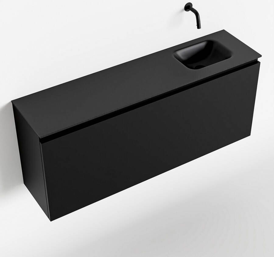 Mondiaz OLAN Toiletmeubel 120x30x40cm met 0 kraangaten 1 lades urban mat Wastafel Lex rechts Solid Surface Zwart FK75342810