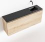 Mondiaz OLAN Toiletmeubel 120x30x40cm met 0 kraangaten 1 lades washed oak mat Wastafel Lex rechts Solid Surface Zwart FK75343042 - Thumbnail 1