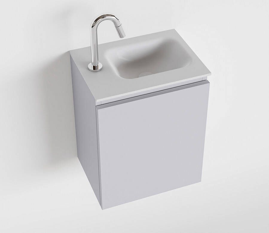 Mondiaz OLAN Toiletmeubel 40x30x40cm met 1 kraangaten 1 lades cale mat Wastafel Lex rechts Solid Surface Wit FK75342640