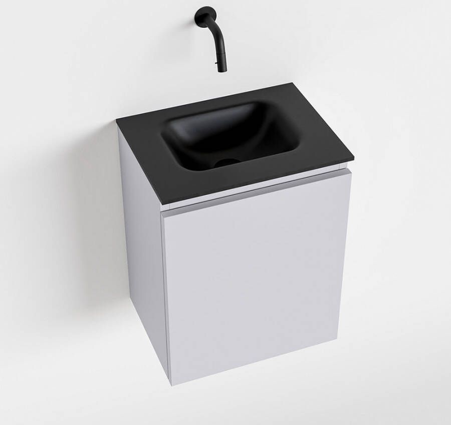 Mondiaz OLAN Toiletmeubel 40x30x40cm met 0 kraangaten 1 lades cale mat Wastafel Lex midden Solid Surface Zwart FK75342985