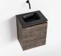 Mondiaz OLAN Toiletmeubel 40x30x40cm met 0 kraangaten 1 lades dark brown mat Wastafel Lex midden Solid Surface Zwart FK75343043 - Thumbnail 1