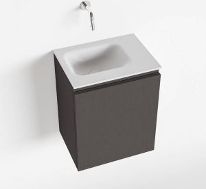 Mondiaz OLAN Toiletmeubel 40x30x40cm met 0 kraangaten 1 lades dark grey mat Wastafel Lex links Solid Surface Wit FK75342465