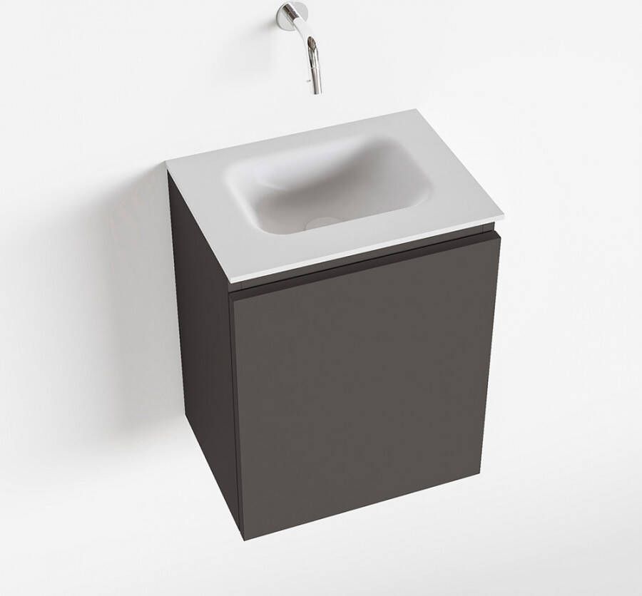 Mondiaz OLAN Toiletmeubel 40x30x40cm met 0 kraangaten 1 lades dark grey mat Wastafel Lex midden Solid Surface Wit FK75342463